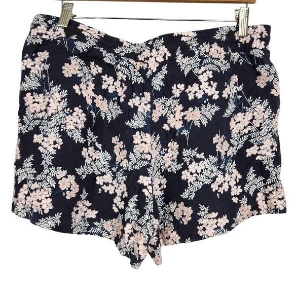 SALE Loft Navy Blue Pink Floral Print Shorts - Picture 2 of 4